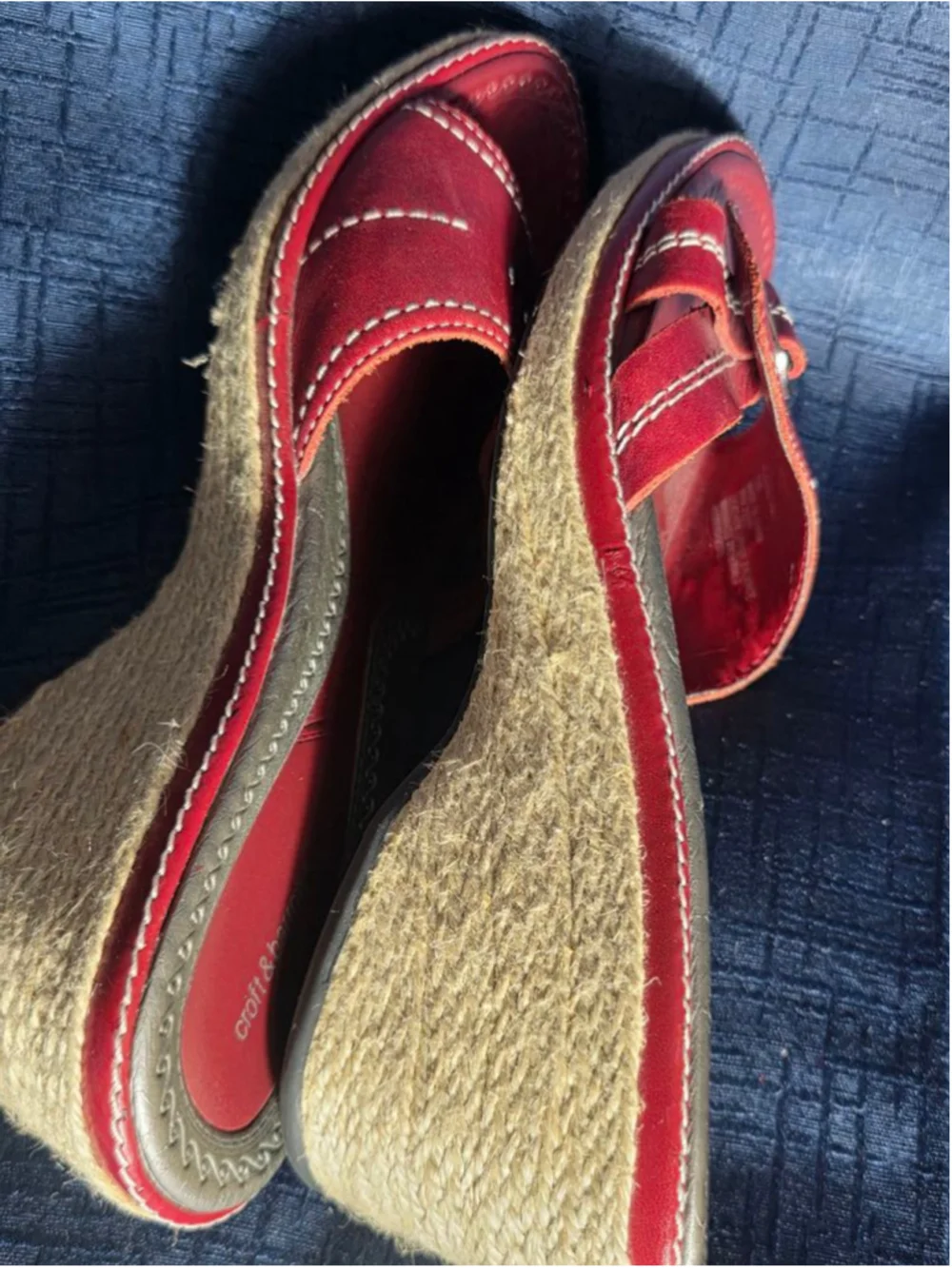 Women's Croft & Barrow Red Espadrille Wedge Sandals Size 7.5 feminine sexy y2k